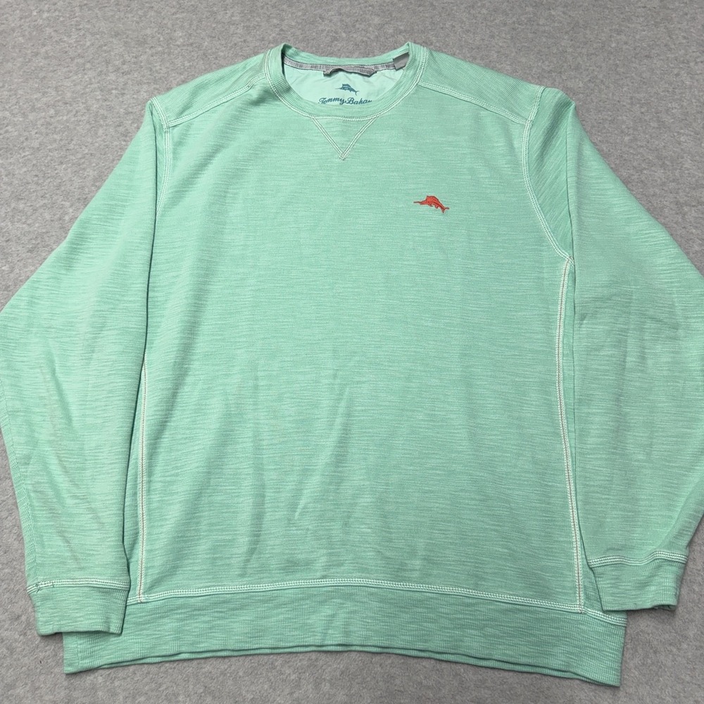 Tommy Bahama Sweatshirt Mens XLT Green Pima Cotton Lyocell Crewneck Pullover